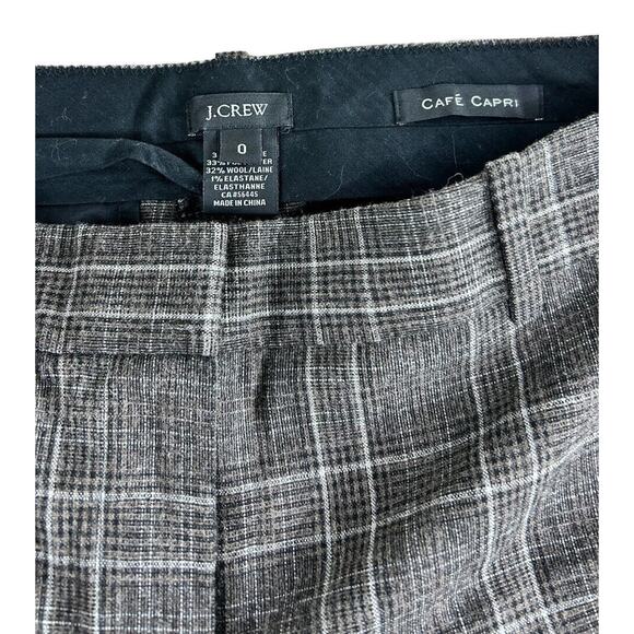 J. Crew Cafe Capri Tartan Plaid Wool Pant Sz 0 Ankle Trouser Career Academia - Picture 5 of 6